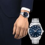 TISSOT 天梭Gentleman 紳士石英手錶-藍/40mm T1274101104100, , large