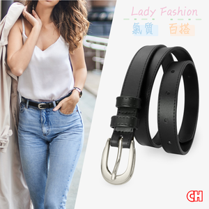 【CH-BELT 銓丞皮帶】素色百搭女帶 流行細版女生腰帶皮帶(黑/咖)