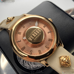 [星晴錶業]VERSUS VERSACE手錶,40mm,VV00278粉金錶面玫瑰金錶殼米白真皮皮革錶帶款, , large