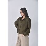 (F) miss zhang質感落肩綠色襯衫上衣二手衣, , large