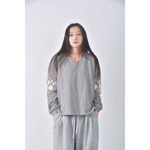 (XL) imoda棉質V領灰色長袖上衣二手衣