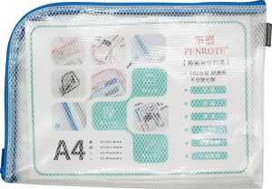 【PENROTE 筆樂】A4 EVA L型環保網格收納袋 藏青