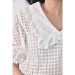 (S) topdressing韓牌質感修身短版透膚白色短袖上衣二手衣, , large