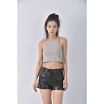 (M) 【安于晴Charlene私服】qebil質感皮質黑色短褲二手衣, , large