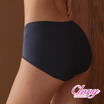 【Clany可蘭霓】台灣製 柔霧花境 親膚柔滑涼感蕾絲M-XL中腰內褲｜3081-62 沉靜藍, , large