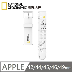 National Geographic Smart Apple Watch Strap Silicone Watchband Suitable for Apple Watch 42/44/45/46/49mm - White 