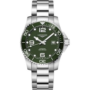 LONGINES 浪琴 深海征服者浪鬼陶瓷潛水機械錶-綠x銀/41mm L37814066