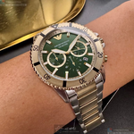 [星晴錶業]ARMANI手錶,44mm,AR00080墨綠色錶面金色錶殼金銀相間精鋼錶帶款, , large