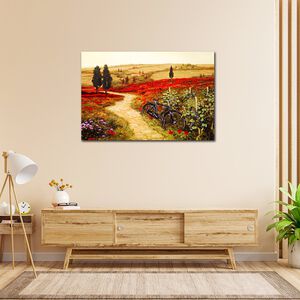 【御畫房】紅花地 國家一級畫師手繪油畫60×90cm(VF-06)