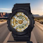 CASIO 卡西歐 G-SHOCK 金銀雙色 雙顯運動手錶 GA-110CD-1A9, , large