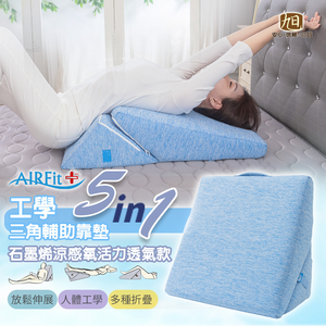 5in1涼感人體工學美姿靠墊-石墨烯藍