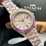 [星晴錶業]COACH手錶,38mm,CH00161粉紅錶面粉紅錶殼粉紅陶瓷錶帶款, , large