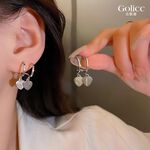 【Gulicc】古莉可 耳環 法式半包形雙層雙愛心耳環, , large