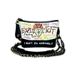 Black and white painted characteristic hobo bag white (M), , large