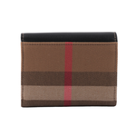 BURBERRY Lancaster 牛皮及帆布格紋三折短夾/黑色/棕色, , large