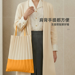 【上手家居】拼接色樹幹包(帆布包/復古包/肩背包)-黃拼白, , large