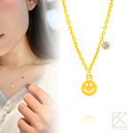 【TLH】黃金墜項鍊 純金999 幸福微笑誕生石系列 約重0.03錢&plusmn;0.01, , large