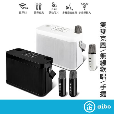 aibo 藍芽無線 雙麥克風K歌音箱【現貨】合格認證 迷你KTV 卡拉OK K歌神器 藍牙音響 行動KTV 藍芽喇叭