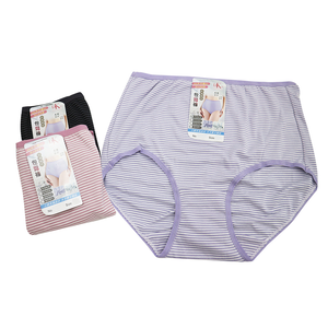 大尺碼橫條包臀高腰女內褲-8758-XL-6件