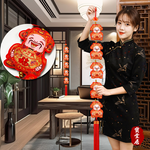 財神送元寶新年吊飾2入3組#107(新春過年掛飾/流蘇立體開運掛飾/開運招財/入厝/新婚室內裝飾掛件), , large