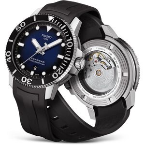 TISSOT 天梭 Seastar 1000 海洋之星300米潛水機械錶-藍x黑/43mm T1204071704100
