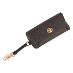 COACH CC Logo 塗層帆布附提把萬用包/眼鏡收納包(胡桃木棕/黑色), , large