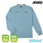 大尺碼-KINGO-男款  長袖 POLO衫-黑/暗紫/灰藍-K43202, , large