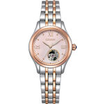 CITIZEN 星辰 小鏤空優雅機械女錶-銀x玫瑰金/28.5mm PR1044-87X, , large