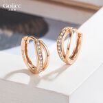 【Gulicc】古莉可 耳環 簡約雙環縷空鑲鑽耳環, , large