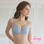 【Clany可蘭霓】澎然心動 石墨烯抑菌軟鋼圈集中包覆BCD蕾絲內衣 晴空藍 8063-51, , large