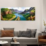 【御畫房】江山攬勝 國家一級畫師手繪油畫60×120cm(VF-45), , large