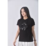 (M) a del蝴蝶結黑色短袖上衣二手衣, , large