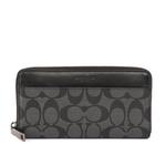 COACH PVC LOGO皮革ㄇ拉長夾/黑灰色, , large