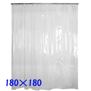 180×180mm PEVA Transparent Plain Waterproof Shower Curtain with Metal Buttonholes