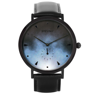 【PICONO】A week collection black leather strap watch-Gray Blue / AW-7603