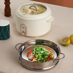 【MOLIJIA】3L-M25 Multifunctional Non-stick Electric Hot Pot + M2209 Stainless Steel Steamer - Rose White, , large