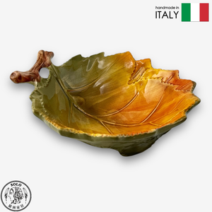 【SOLO Vintage】Modigliani Italian Pottery 19cm Maple Leaf Bowl LT Autumn Riverbank Series