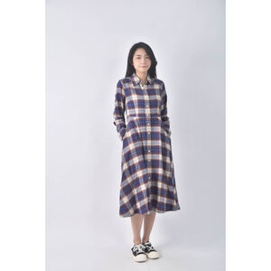 (S) uniqlo格紋藍色洋裝二手衣