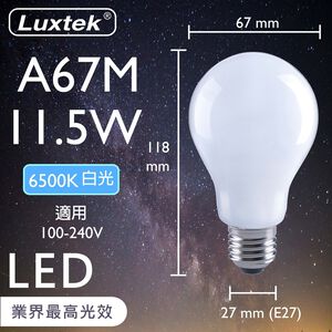 [樂施達]LED 燈泡 11.5W E27 節能 全電壓 白光（A67）