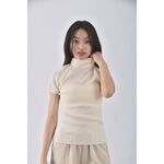 (S) cotton inn針織高領白色短袖上衣二手衣, , large