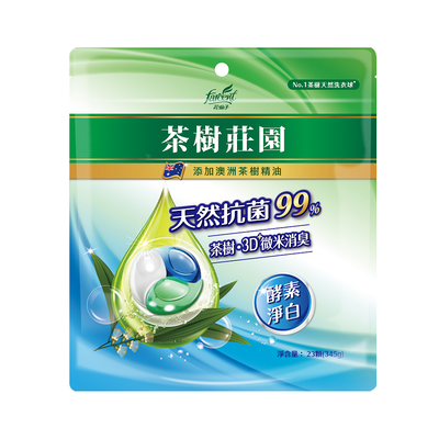 [箱購]茶樹莊園茶樹天然濃縮抗菌洗衣球-酵素淨白345g克 x 6Bag包/箱