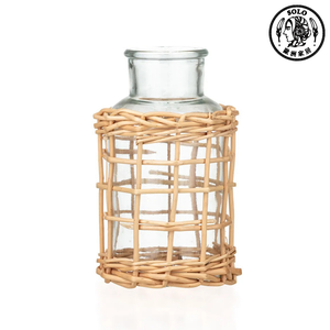 【SOLO歐洲家居】LCW Home 土耳其製 14cm 鄉村風花器 藤編花瓶 酒瓶造型 擺件 擺飾 拍攝道具 居家裝飾