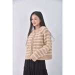 (L) the ladywore質感針織條紋杏色外套二手衣, , large