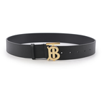 BURBERRY 金色TB Logo 牛皮寬4cm/85cm皮帶/黑色, , large