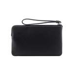 COACH C Logo 銀釦縫線標誌平滑皮革大款手拿包/黑色, , large