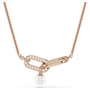 SWAROVSKI 施華洛世奇 Constella 優雅珍珠水晶項鍊-玫瑰金(5728589)