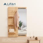 【LiFArt】MIT日系洞洞板壁掛式穿衣鏡-春日橡木色, , large