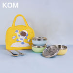 【KOM】夢想系列 磨砂316不鏽鋼兒童隔熱碗 三款各一入組 贈便當袋(幼兒園指定/圓匙升級), , large