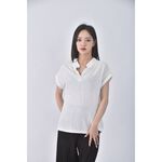 (S) girlsmonday質感V領白色短袖上衣二手衣, , large
