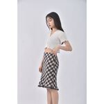 (L) betty s質感格紋黑色長裙二手衣, , large